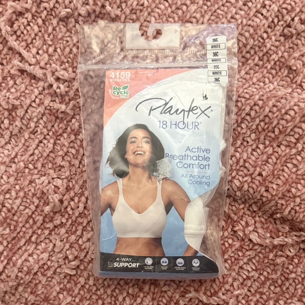 NWT Playtex active breathable comfort 4159 size 36C color white